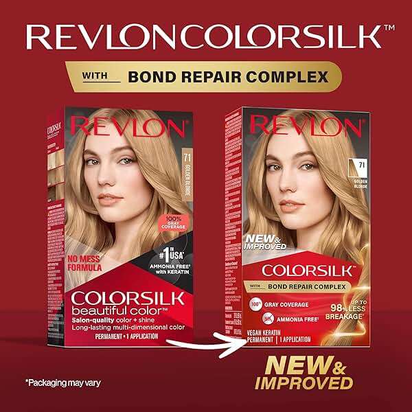 Revlon ColorSilk with Bond Repair Complex, Blonde Permanent Hair Color, 100% Gray Coverage, Ammonia Free Hair Dye, Vegan Keratin, 71 Golden Blonde (Pack of 3) - Image 2