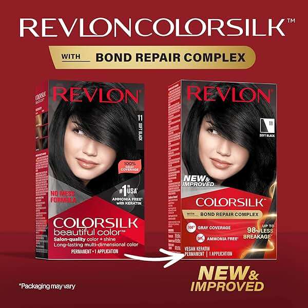 Revlon ColorSilk with Bond Repair Complex, Black Permanent Hair Color, 100% Gray Coverage, Ammonia Free Hair Dye, Vegan Keratin, 11 Soft Black (Pack of 3) - Image 3