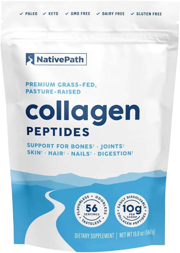 NativePath Collagen Peptides Protein - Hydrolyzed Type 1 & 3 Collagen Powder for Skin, Hair, Nails - 19.8 oz (56 Servings) - Image 1