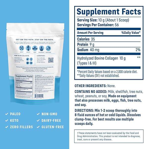 NativePath Collagen Peptides Protein - Hydrolyzed Type 1 & 3 Collagen Powder for Skin, Hair, Nails - 19.8 oz (56 Servings) - Image 2