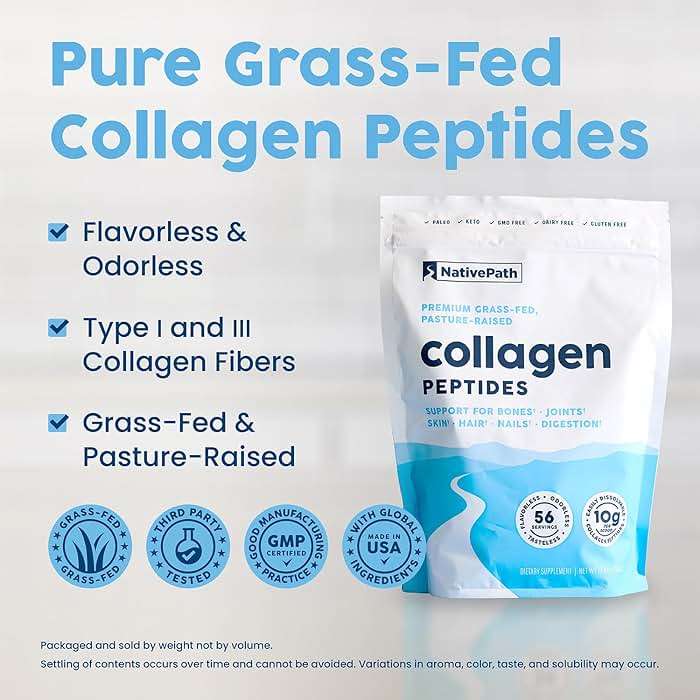 NativePath Collagen Peptides Protein - Hydrolyzed Type 1 & 3 Collagen Powder for Skin, Hair, Nails - 19.8 oz (56 Servings) - Image 3