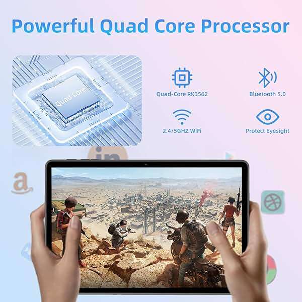 Tablet 10.1 inch, Android 14 Tablets 9(3+6) GB RAM 64GB ROM 1TB Expand, 1280x800 IPS HD Touchscreen,6000mAh Battery, Bluetooth, Dual Camera, GMS, WiFi, Case (Black) - Image 2