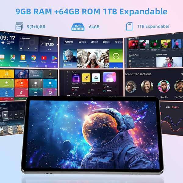 Tablet 10.1 inch, Android 14 Tablets 9(3+6) GB RAM 64GB ROM 1TB Expand, 1280x800 IPS HD Touchscreen,6000mAh Battery, Bluetooth, Dual Camera, GMS, WiFi, Case (Black) - Image 6