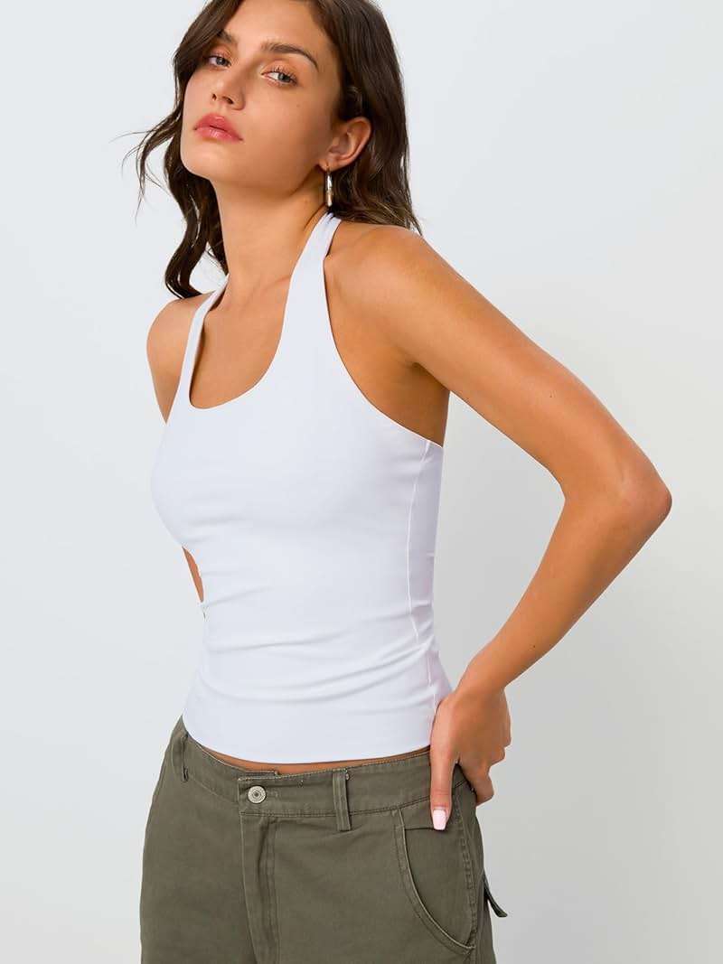 Trendy Queen Halter Tops for Women 2026 Summer Going Out Tops Backless Crop Sleeveless Workout Shirts Cute Y2k Clothes - Image 3