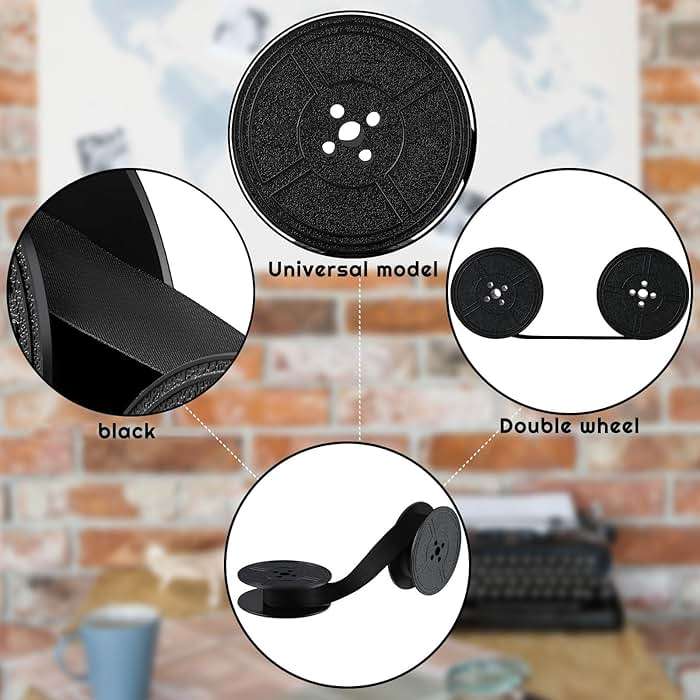 Jecery 2 Pairs Universal Typewriter Ribbon Portable Vintage Manual Typewriter Black Calculator Ribbon Replacement Pack Compatible with Most Vintage Typewriters - Image 4