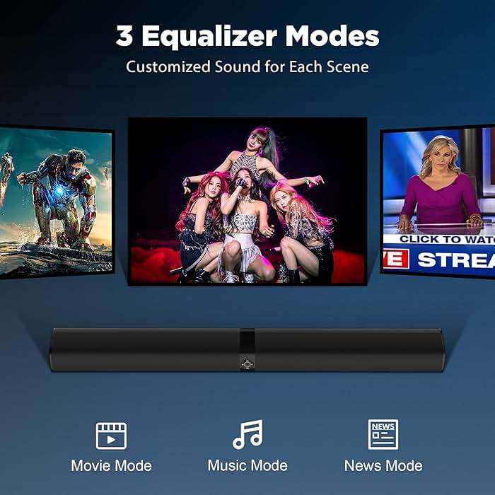 Assistrust Sound Bar for Smart TV, Soundbar with Bluetooth/ARC/Opt/AUX Connect, Auto Volume Boost, 3 Equalizer Modes, 2 in 1 Detachable Soundbar for TV/PC/Gaming/Projectors - Image 5