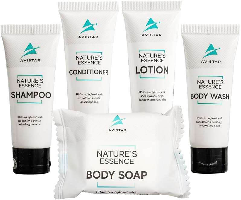5 Piece Hotel Soap & Bulk Toiletries - Travel Essentials for Hosts & Guests - Hotel Shampoo & Conditioner Supplies for Guest, Hotel Toiletries Bulk Set, Mini Bulk Travel Size Toiletries, Air BnB - Image 1