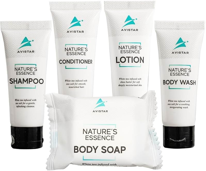 5 Piece Hotel Soap & Bulk Toiletries - Travel Essentials for Hosts & Guests - Hotel Shampoo & Conditioner Supplies for Guest, Hotel Toiletries Bulk Set, Mini Bulk Travel Size Toiletries, Air BnB - Product Image
