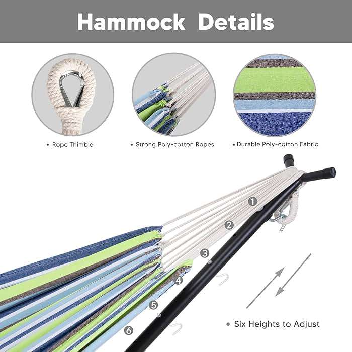 SUNCREAT 2-in-1 Convertible Backyard Fabric Hammock with Stand, Large Hammocks for Outside, Patent Pending, Light Green Stripes - Image 6