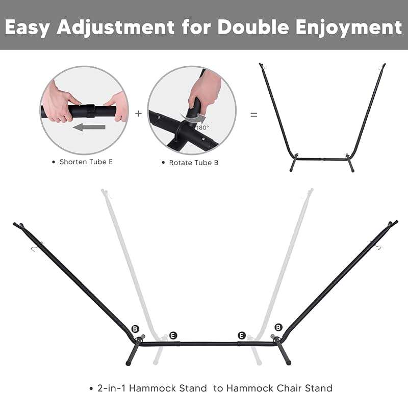 SUNCREAT 2-in-1 Convertible Backyard Fabric Hammock with Stand, Large Hammocks for Outside, Patent Pending, Light Green Stripes - Image 8