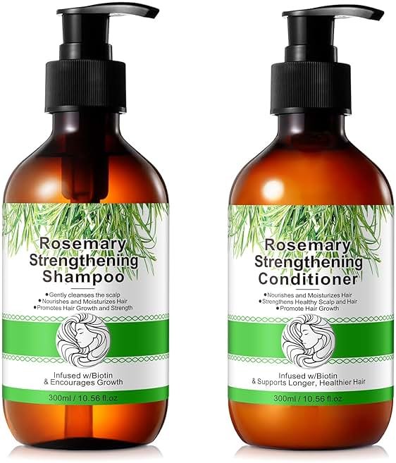 Rosemary Mint Shampoo and Conditioner set Infused with Biotin Promotes Hair Growth & Scalp Health, Strengthen Weak and Brittle Hair for All Hair Types - Product Image