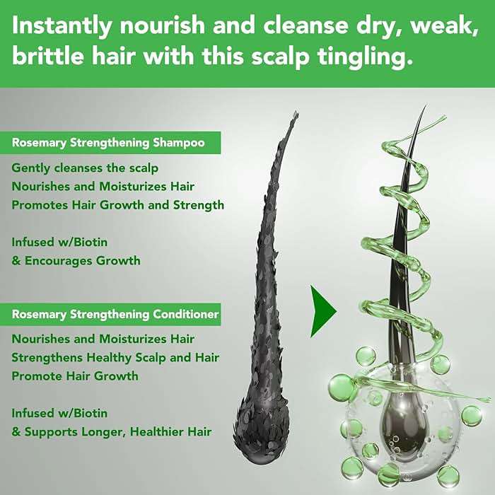 Rosemary Mint Shampoo and Conditioner set Infused with Biotin Promotes Hair Growth & Scalp Health, Strengthen Weak and Brittle Hair for All Hair Types - Image 3