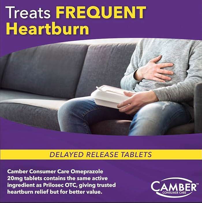 Camber Omeprazole 20mg Delayed-Release Tablets, Heartburn and Acid Reducer Reflux Medicine 28 Tablets - Image 4