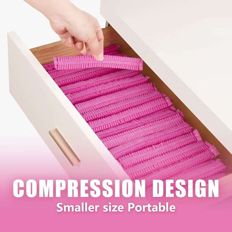 Disposable non-woven striped shoe covers (100 pcs - 50 pairs) durable, breathable, moisture-proof, thickened, odourless, simple and stylish design, suitable for men's size and women's size (Pink.) - Image 7
