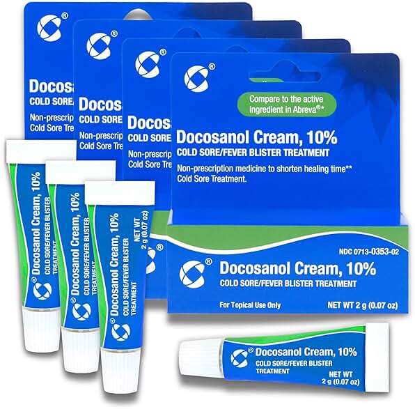 Cosette Cold Sore/Fever Blister Treatment for Face or Lips with Docosanol Cream, 10% - Treatment Cream for Cold Sore/Fever Blister (0.07 Tube) (4) - Image 1