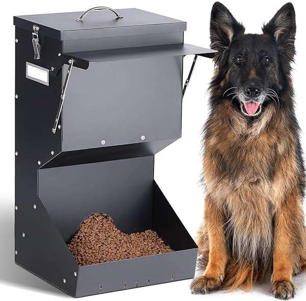 PKNYBZH Automatic Dog Feeder for Large Breed Outdoor, 25lbs Galvanized Gravity Dog Food Dispenser and Pet Feeder for Large Dogs, Cats, Chicken, Ducks, Deer - Image 1