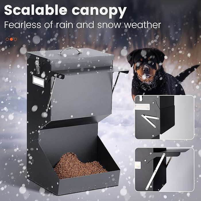 PKNYBZH Automatic Dog Feeder for Large Breed Outdoor, 25lbs Galvanized Gravity Dog Food Dispenser and Pet Feeder for Large Dogs, Cats, Chicken, Ducks, Deer - Image 6