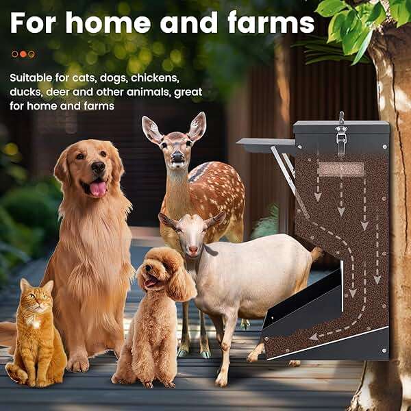 PKNYBZH Automatic Dog Feeder for Large Breed Outdoor, 25lbs Galvanized Gravity Dog Food Dispenser and Pet Feeder for Large Dogs, Cats, Chicken, Ducks, Deer - Image 7