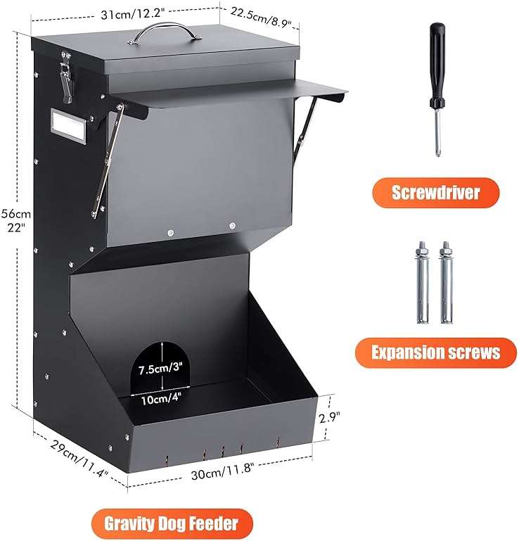 PKNYBZH Automatic Dog Feeder for Large Breed Outdoor, 25lbs Galvanized Gravity Dog Food Dispenser and Pet Feeder for Large Dogs, Cats, Chicken, Ducks, Deer - Image 8