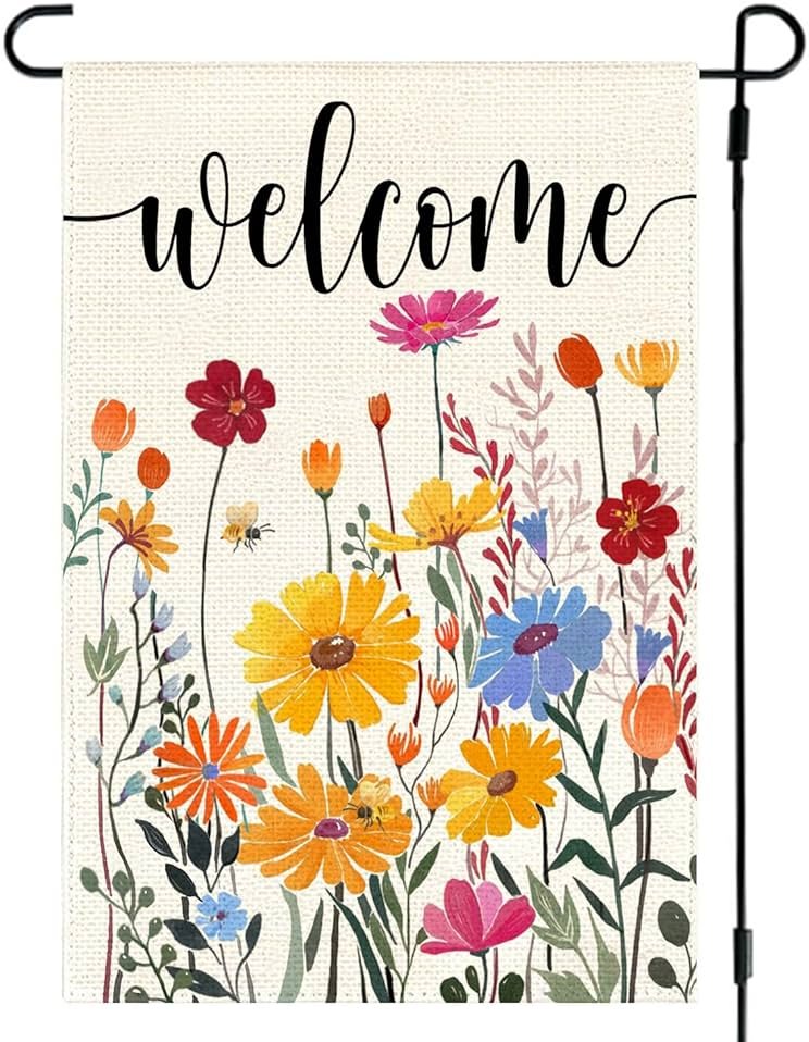 ARGOOFG Spring Summer Garden Flag 12x18 Inch Double Sided Outside Colorful Floral Daisy Flowers Outdoor Seasonal Holiday Welcome Yard Porch Decoration - Product Image