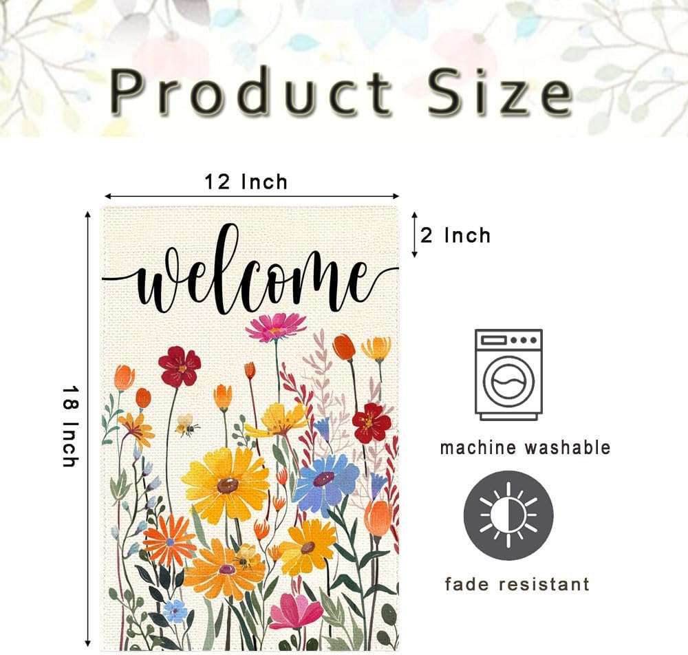 ARGOOFG Spring Summer Garden Flag 12x18 Inch Double Sided Outside Colorful Floral Daisy Flowers Outdoor Seasonal Holiday Welcome Yard Porch Decoration - Image 3