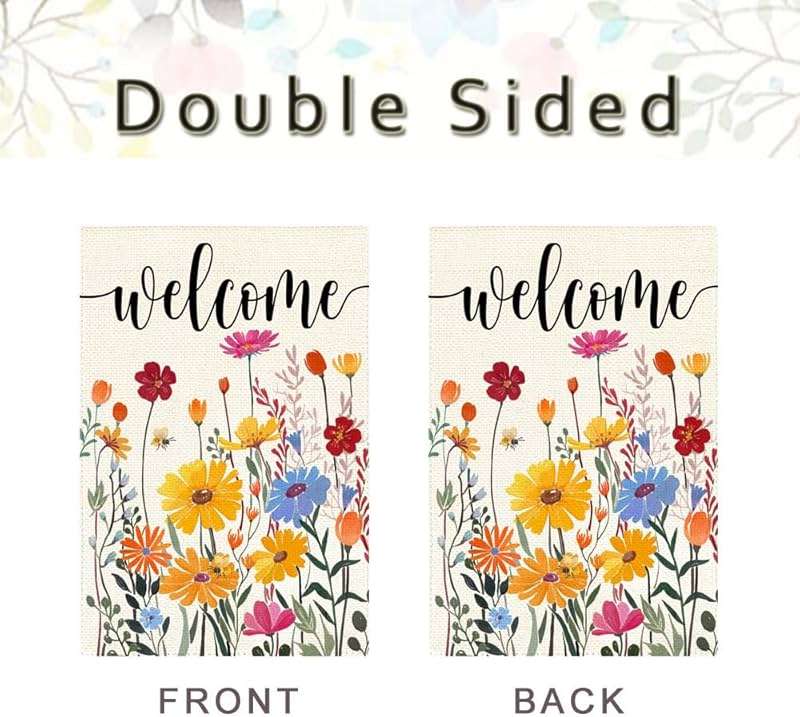ARGOOFG Spring Summer Garden Flag 12x18 Inch Double Sided Outside Colorful Floral Daisy Flowers Outdoor Seasonal Holiday Welcome Yard Porch Decoration - Image 6