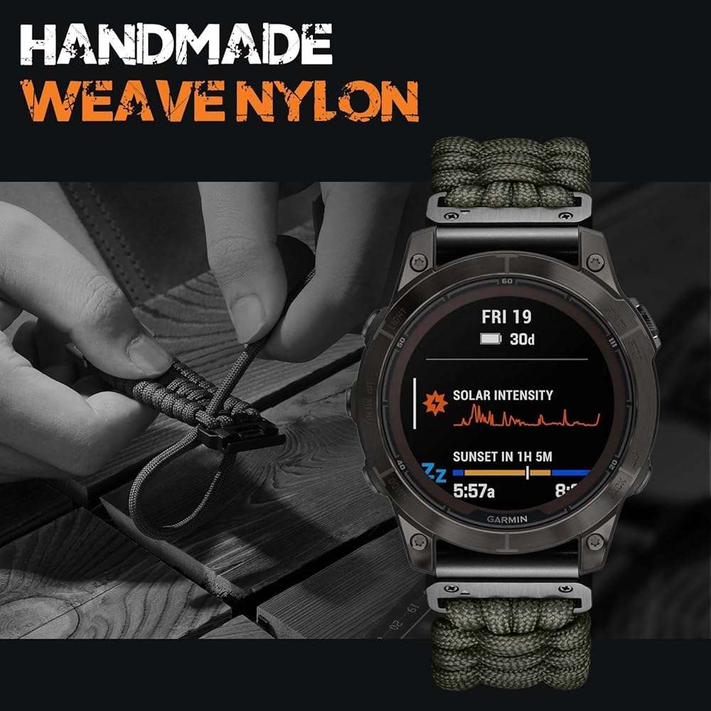 Tactical Rugged Nylon Band + Paracord Band Compatible with Garmin Instinct Watch Band - Image 2
