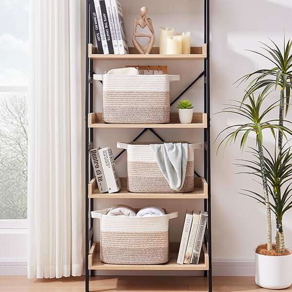 OIASKET Storage Baskets for Organizing, Woven Baskets for Shelves, Rectangle Decorative Organizer for Storage Clothes, Toy, Books, Towels Nursery Bins 3 Pack (Gradient Yellow, 13"x9.85"x8.7") - Image 2