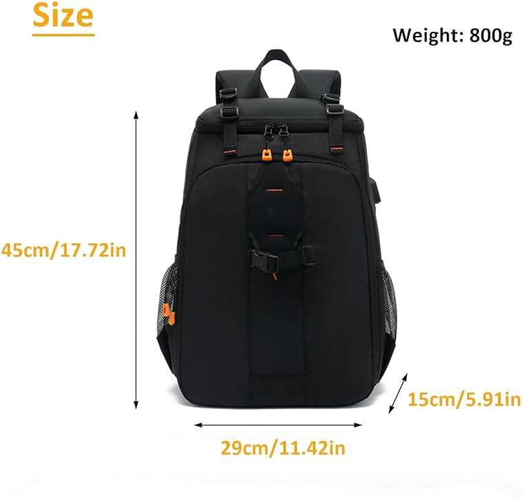 Brrnoo Lightweight Camera Backpack with USB Charging Port – 800g Water- Professional DSLR Bag with Tripod Strap, 15.6" Laptop Compartment & Gear Organizer for Photographers & Travelers - Image 7
