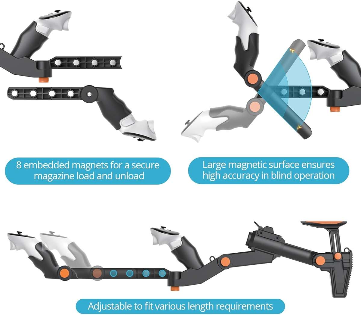 SUPERVR VR Gunstock Accesorries for Quest 3 Meta Quest 3S/Quest Pro/Quest 2 Gun Stock Customizes Shape Length FPS Gams Gear Controllers Accessories - Image 5