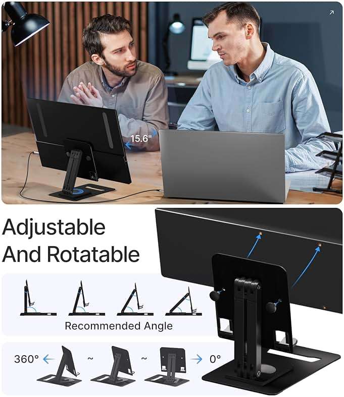 Ingnok 15.6'' FHD IPS Portable Monitor – Ultra Slim External Screen with USB C/HDMI for Laptop, Mac, PC, Phone, PS4, PS5, Switch (Renewed) - Image 4
