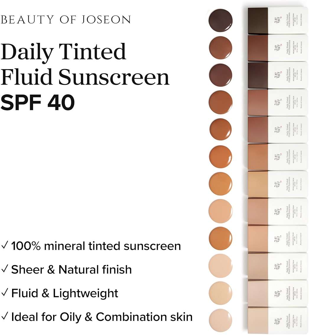 Beauty of Joseon Daily Tinted Fluid Sunscreen 12 Shades for Face Moisturizing Broad Spectrum SPF 40 Korean Skincare 50ml, 1.69 fl.oz #LN110 | 12 Shades - Image 3