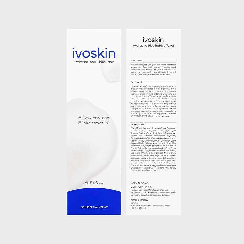 IVOSKIN Rice Milky Bubble Facial Mask, Soothing & Hydrating Face Toner with Black Rice Extract & Niacinamide, Helps Support Skin Barrier and Glow for Sensitive Skin, Korean Skincare (5.07fl oz/ 150ml) - Image 8