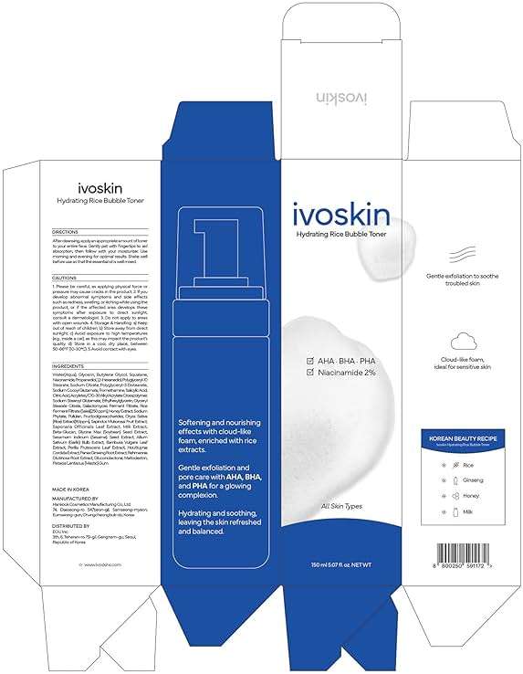 IVOSKIN Rice Milky Bubble Facial Mask, Soothing & Hydrating Face Toner with Black Rice Extract & Niacinamide, Helps Support Skin Barrier and Glow for Sensitive Skin, Korean Skincare (5.07fl oz/ 150ml) - Image 9