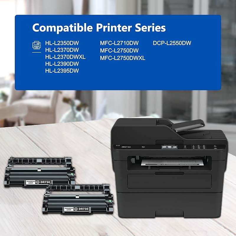 DR730 Drum Unit 2-Pack Replacement for Brother DR-730 High Yield Drum Unit Up to 12,500 Page Yield for HL-L2350DW HL-L2395DW HL-L2370DW HL-L2370DWXL MFC-L2750DW MFC-L2710DW Printer (Not a Toner) - Image 2