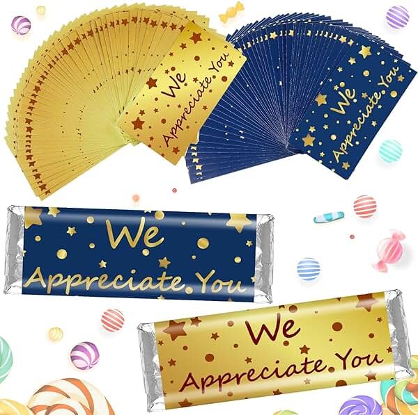 100 Pcs CNA Week Appreciation Gifts End of Year Teacher Gifts Employee Appreciation We Appreciate You Chocolate Candy Wrappers for Paraprofessional Team Party Favor DIY Lover Birthday Graduation(Star) - Product Image