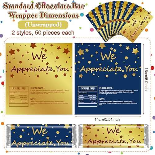 100 Pcs CNA Week Appreciation Gifts End of Year Teacher Gifts Employee Appreciation We Appreciate You Chocolate Candy Wrappers for Paraprofessional Team Party Favor DIY Lover Birthday Graduation(Star) - Image 3