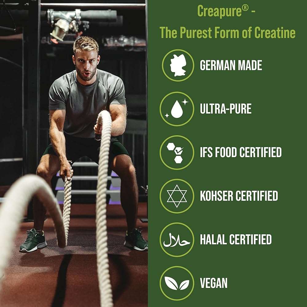 Creapure Creatine Monohydrate Powder. Ultra High Purity German Made Creatine with Nothing Else Added at All. Pure and Unflavored for Men & Women. Zero Bloating, No Sugar, Vegan Friendly Supplement - Image 4