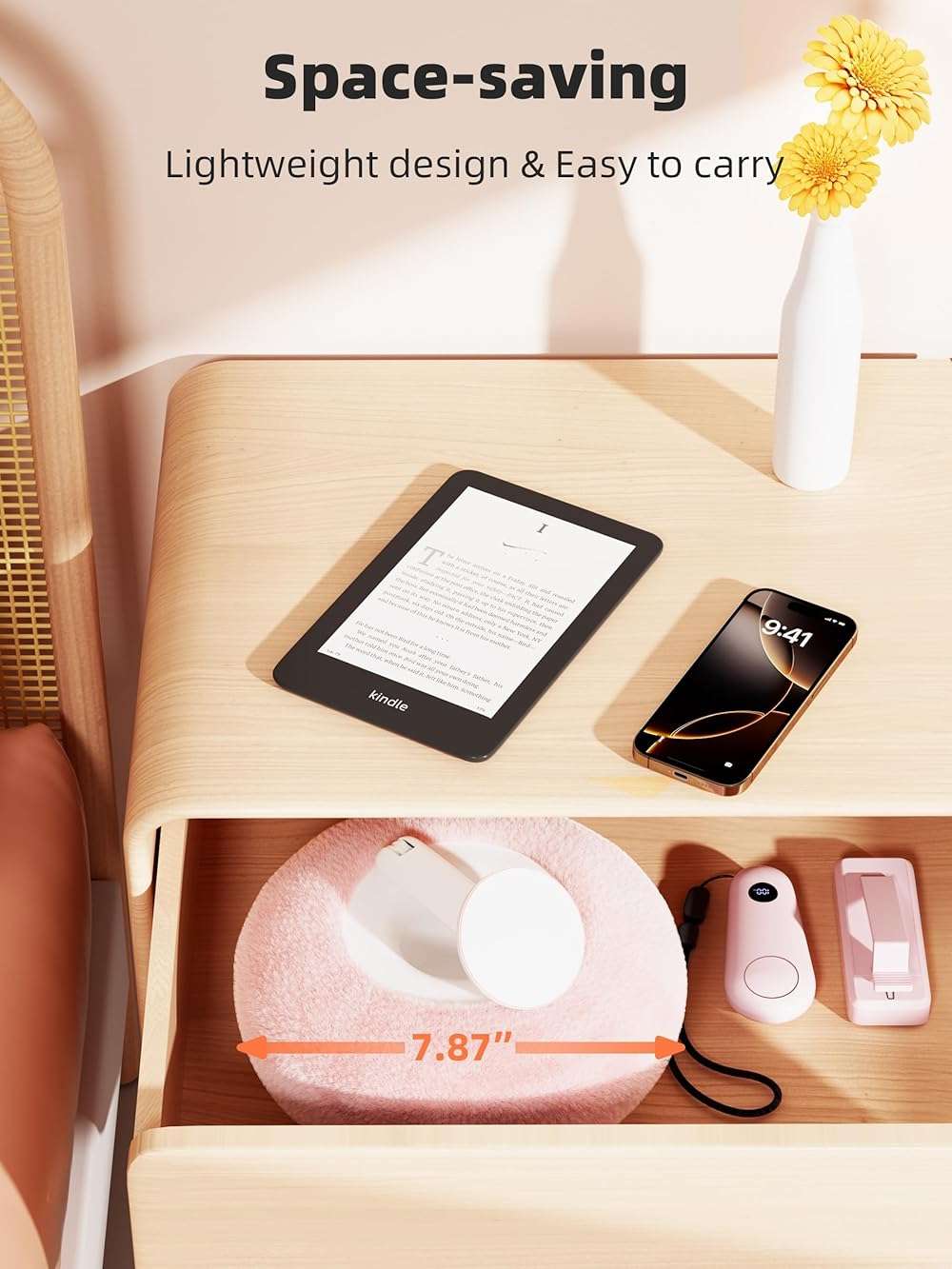 VoltifyMax Magnetic Kindle Holder with Page Turner, Cozy Pillow Kindle Stand for Reading, 360° Adjustable Phone Holder for Bed, Small Bowl for Tablet Stand with Stable Suction Base (Pink) - Image 5