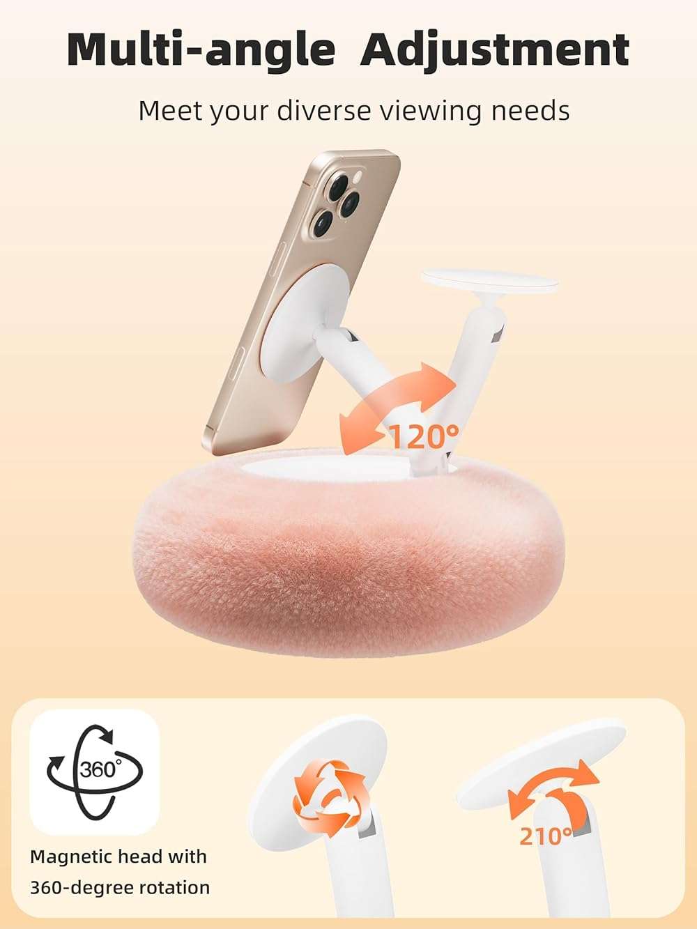 VoltifyMax Magnetic Kindle Holder with Page Turner, Cozy Pillow Kindle Stand for Reading, 360° Adjustable Phone Holder for Bed, Small Bowl for Tablet Stand with Stable Suction Base (Pink) - Image 7