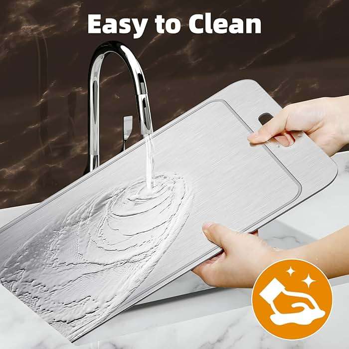 3Pcs Titanium Cutting Boards - 100% Pure Titanium, Double-Sided, Food Grade, Rust-Proof, Durable, Perfect for Meat, Fruit & Vegetables - Premium Kitchen Cutting Mat Holiday Gifts for Women Wife - Image 3