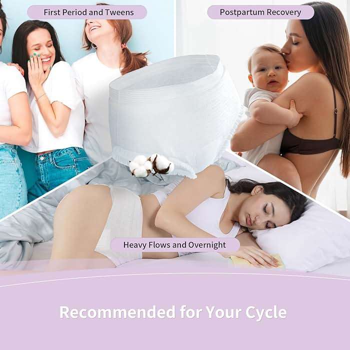 Organic Cotton Disposable Period Underwear for Women, Postpartum Diapers, Incontinence Pads for Sensitive Skin, Unscented, 360° Leakproof Panties Heavy Flow Overnight, Size L/XL, 10 Count - Image 5