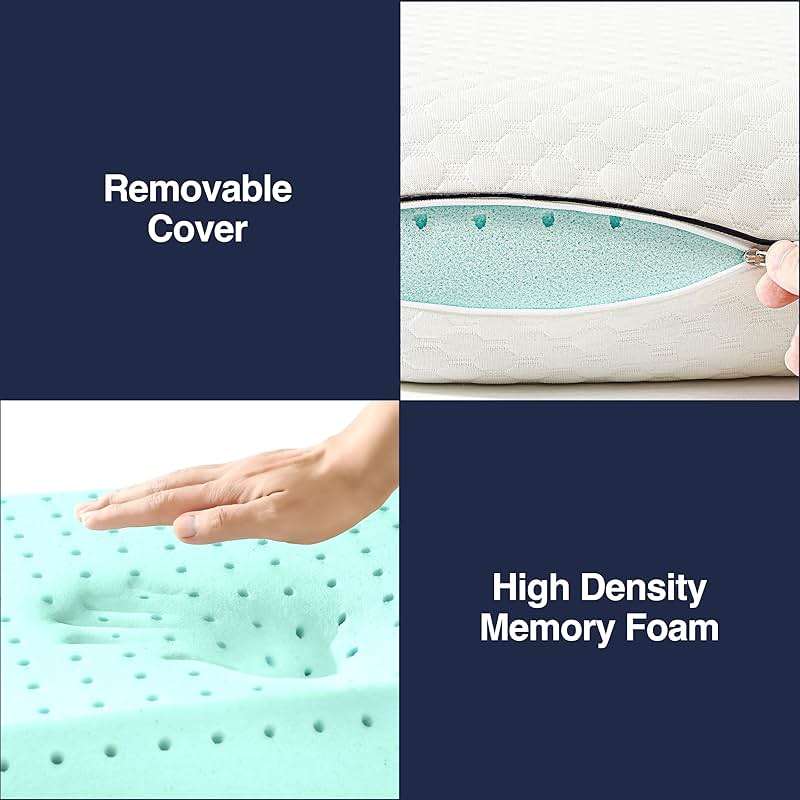 CASUAL LIVING Memory Foam Pillow Queen Size Bed 1-Pack with Hypoallergenic Removable Washable Cover for Back Stomach and Side Sleepers for Dorm Essentials, 16-inch x 29-inch, White - Image 4