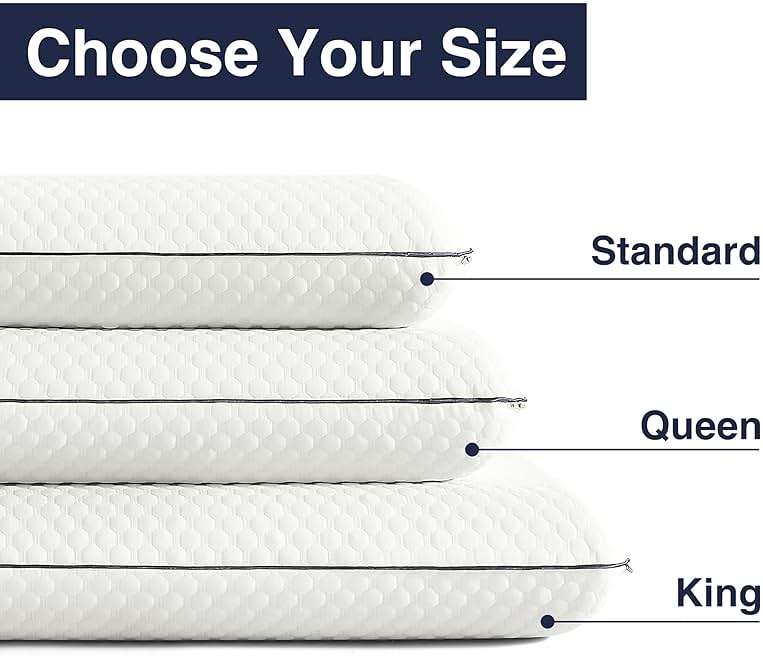 CASUAL LIVING Memory Foam Pillow Queen Size Bed 1-Pack with Hypoallergenic Removable Washable Cover for Back Stomach and Side Sleepers for Dorm Essentials, 16-inch x 29-inch, White - Image 8