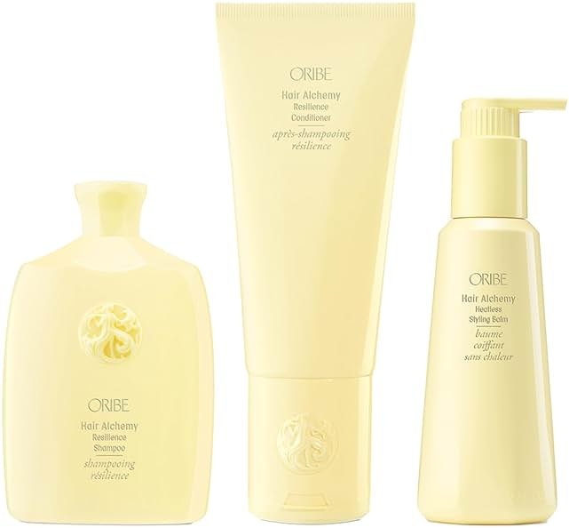 ORIBE Hair Alchemy Strengthening Shampoo (8.5 oz), Conditioner (6.7 oz) & Heatless Styling Balm (5 oz) Set - Prevents Breakage & Strengthens Weak, Fragile Hair - Hydrates & Smooths Frizz - Product Image