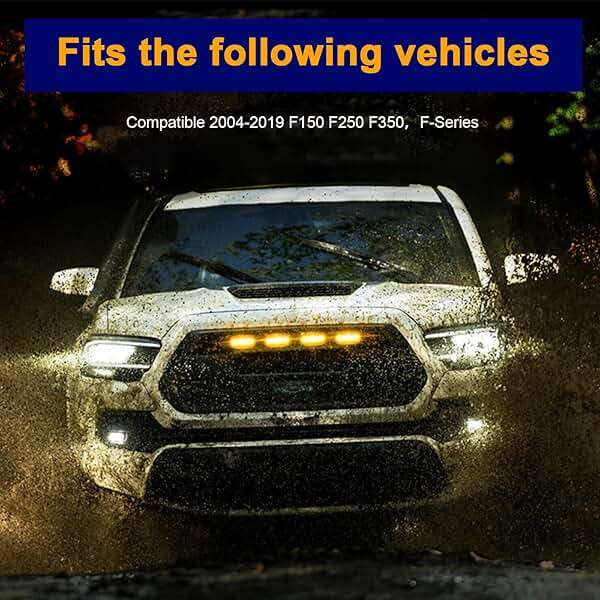 Dickno 6PCS Car Grille Lights, Bright Amber LED Grill Lights with Wiring Harness, Waterproof Front Grill Trim Lamps, Vehicle Exterior Grille Lamps Compatible with F150 F250 F350 (Yellow+Yellow) - Image 6