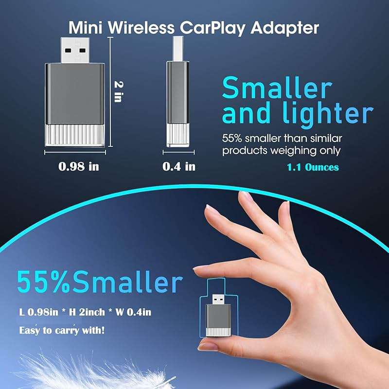 Mini Wireless Carplay Adapter for Apple iPhone,Plug and Play Easy Setup Automatic Reconnect,Convert Wired to Wireless Carplay Adapter Dongle,for Car Play 2016+ & iPhone iOS 10+ (USB A) Grey01 - Image 2