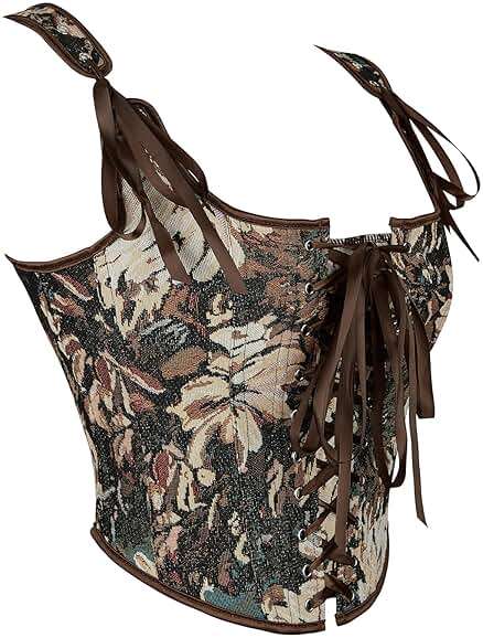 HinyBoeh Corset Tops for Women Vintage-Floral Bustier,Renaissance Camisole Flower Gothic-Bustier Shapewear Overbust - Image 3