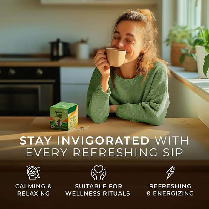 Gya Tea Co Spearmint Herbal Tea Bags (50 Bags) - Caffeine Free with a Tangy Flavor for All Day Comfort, Calming, Relaxing & Nourishing - Fruit & Herbal Blends - Image 3