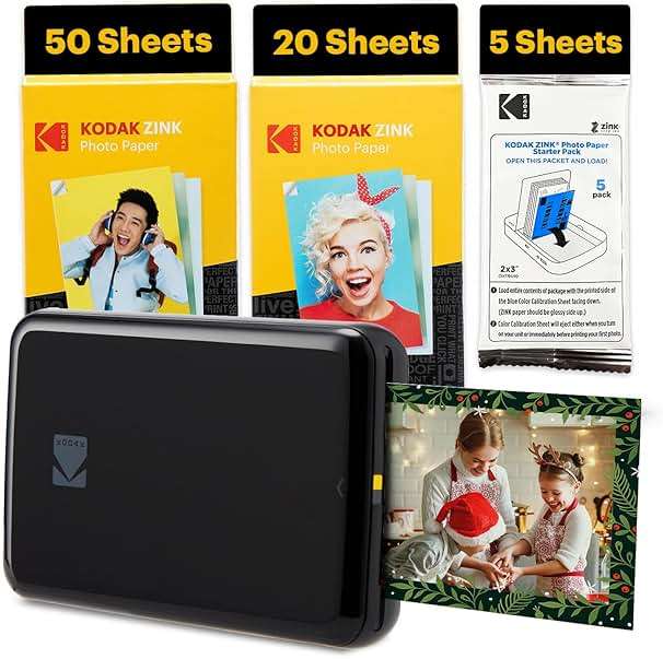 Kodak Step Instant Smartphone Photo Printer - 75 Sheets Bundle - Portable Mini Color Wireless Mobile Printer - Zink 2x3” Sticky-Back Photos - Bluetooth Compatible with Smart Devices - Fun App -Black - Image 1